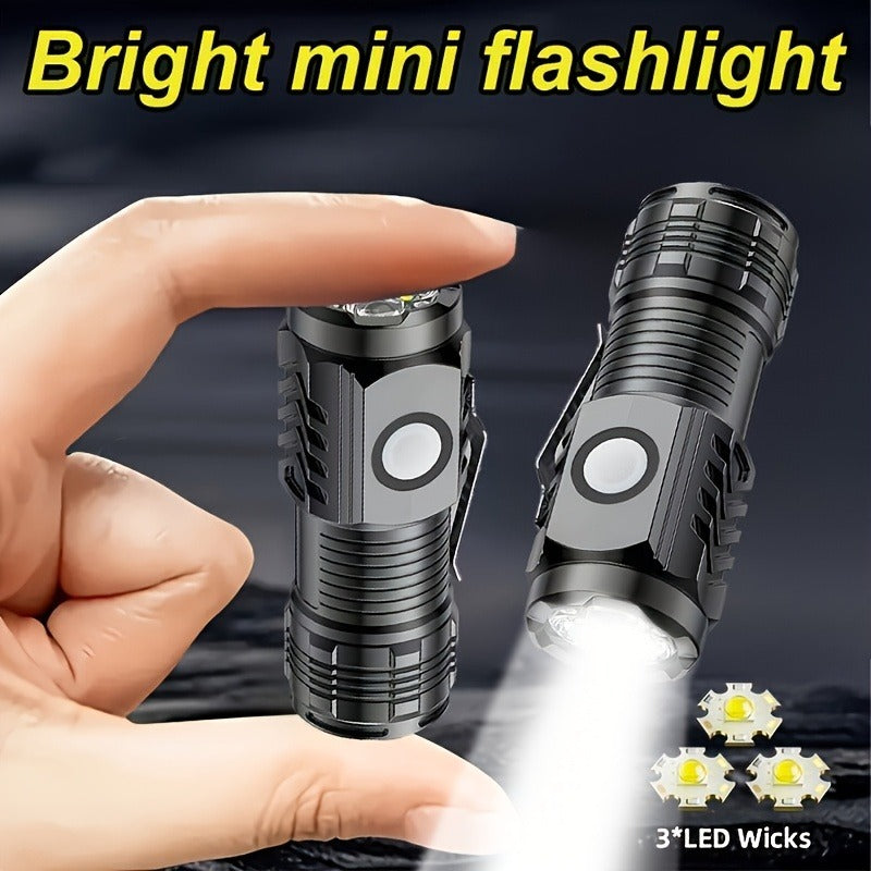 Bright Mini Flashlight with 3 LED Wicks Perfect for Emergencies Outdoor Activities