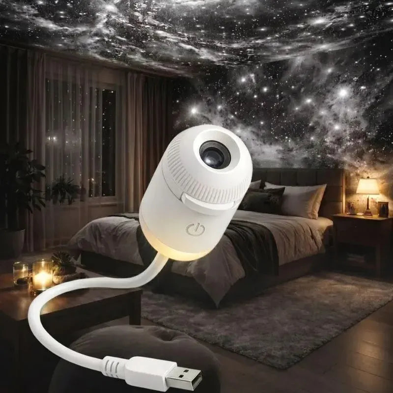 2-in-1 USB Galaxy Star Projector Night Light | 6 Projection Lenses